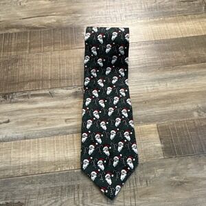 Cape Cod Green Silk Novelty Neck Tie Santa Claus Candy Canes Holiday Christmas